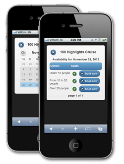 The Rezgo mobile booking web app is fully optimized for smartphones Your customers can book in real time and pay you with their credit card