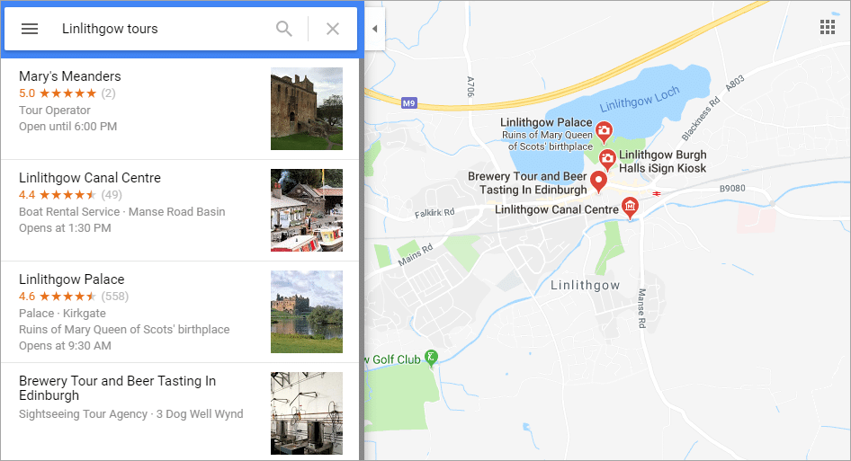 Google maps - reviews screenshot