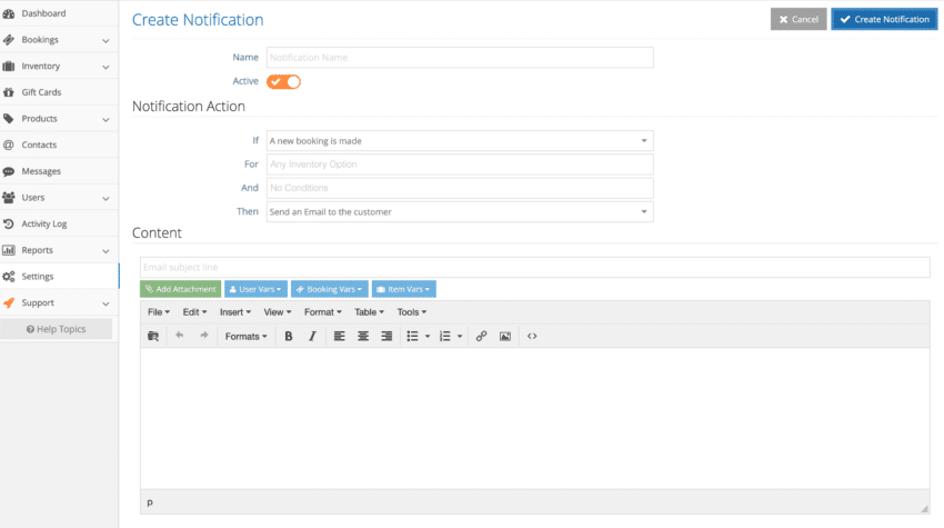 Creating a notification
