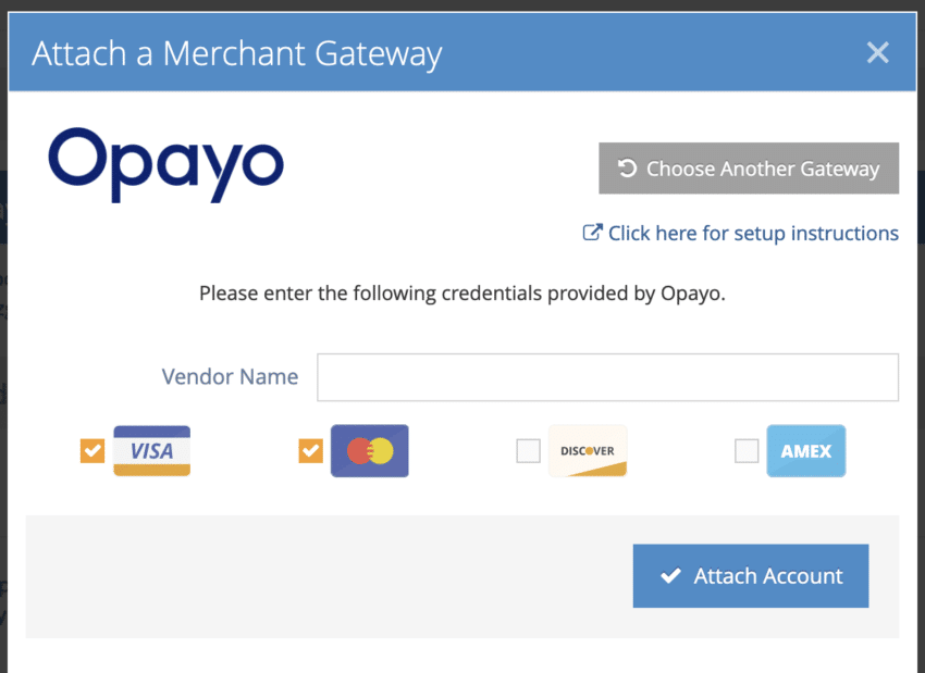 Attach Opayo gateway