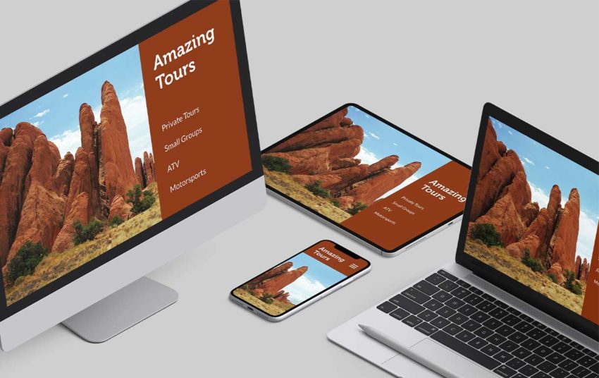 tour operator website on different devices screens