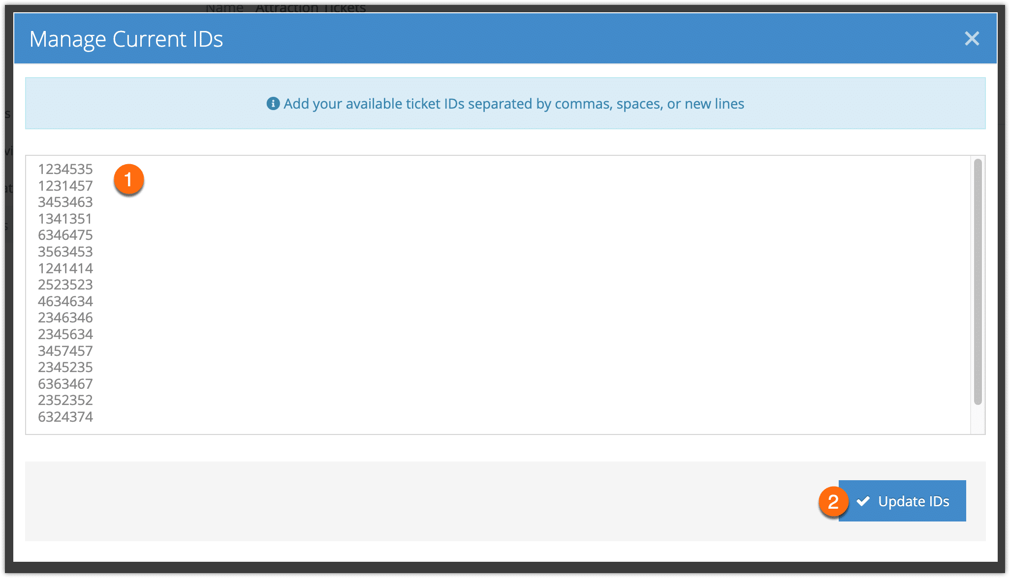 Your IDs are listed in the Manage Current IDs field, and you can change or delete them.