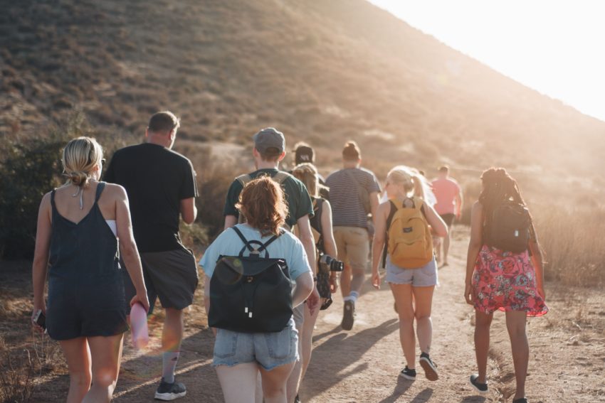 group tour hiking outdoors