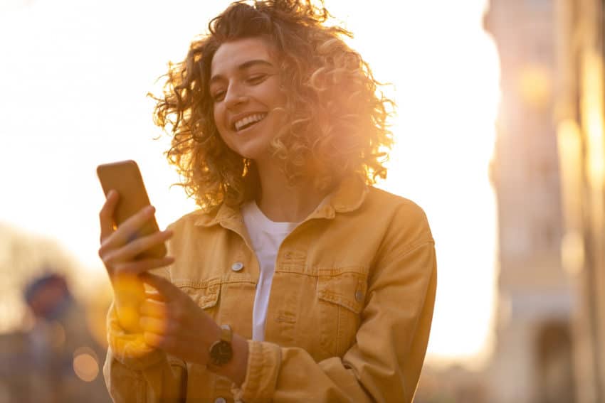 Woman using cellphone