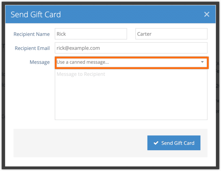 How to use a canned message Rezgo