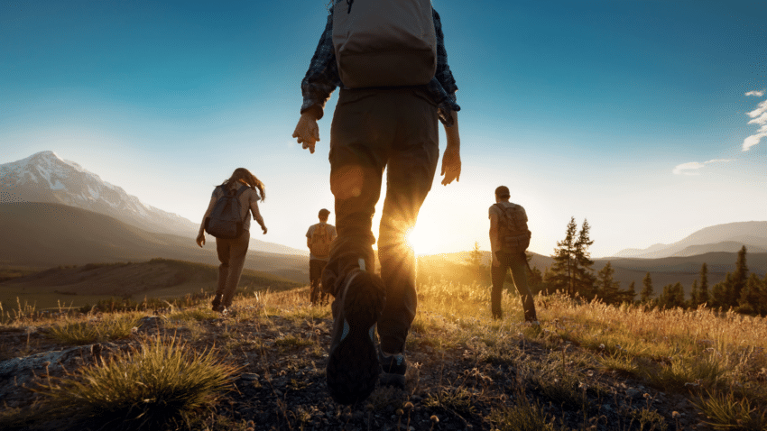 Group of friends hiking