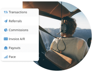 Person with headphones enjoying a helicopter tour; insights dashboard menu