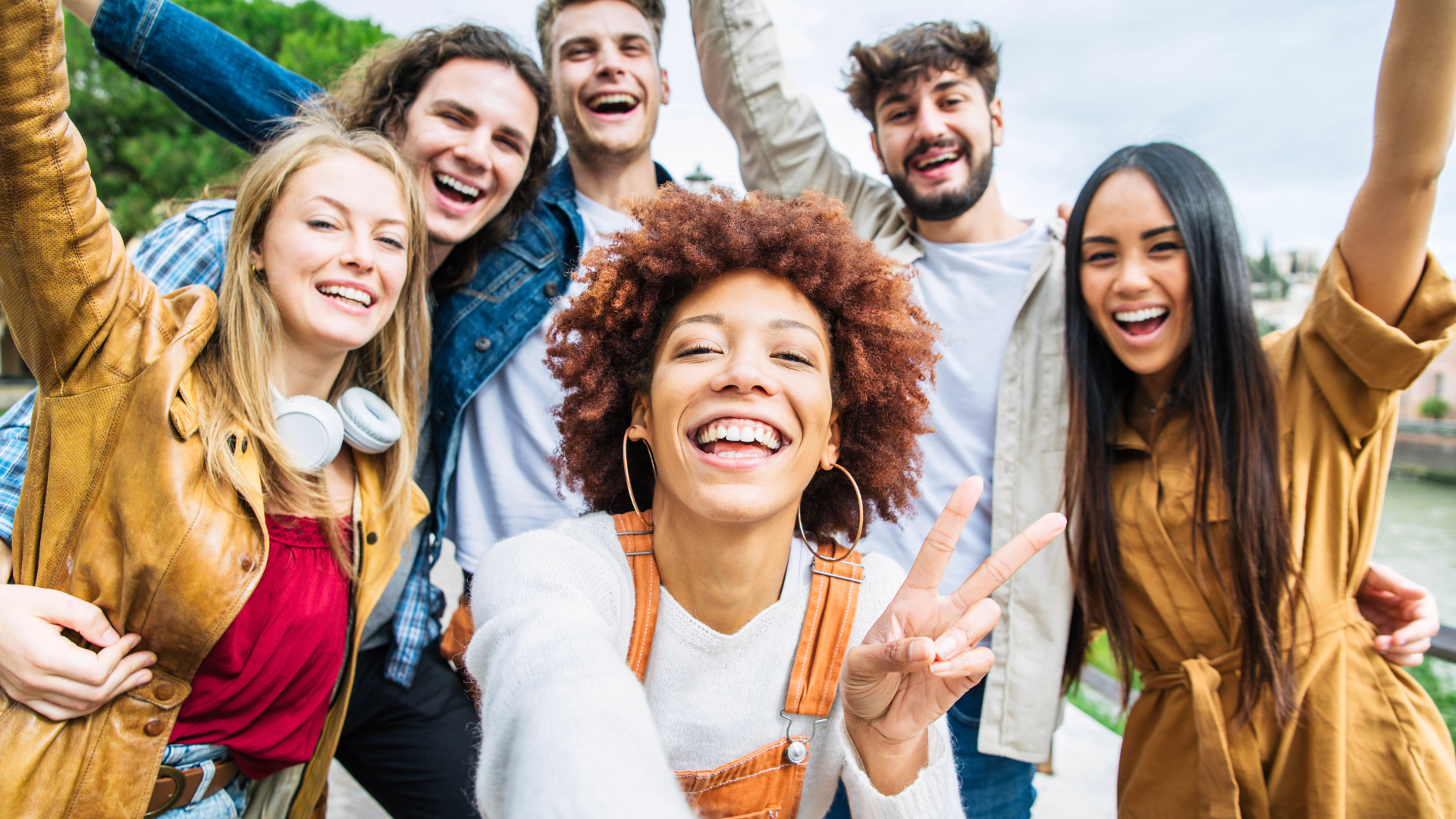 group of people taking a selfie